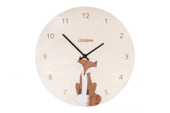 Dřevěné hodiny Fox Clock